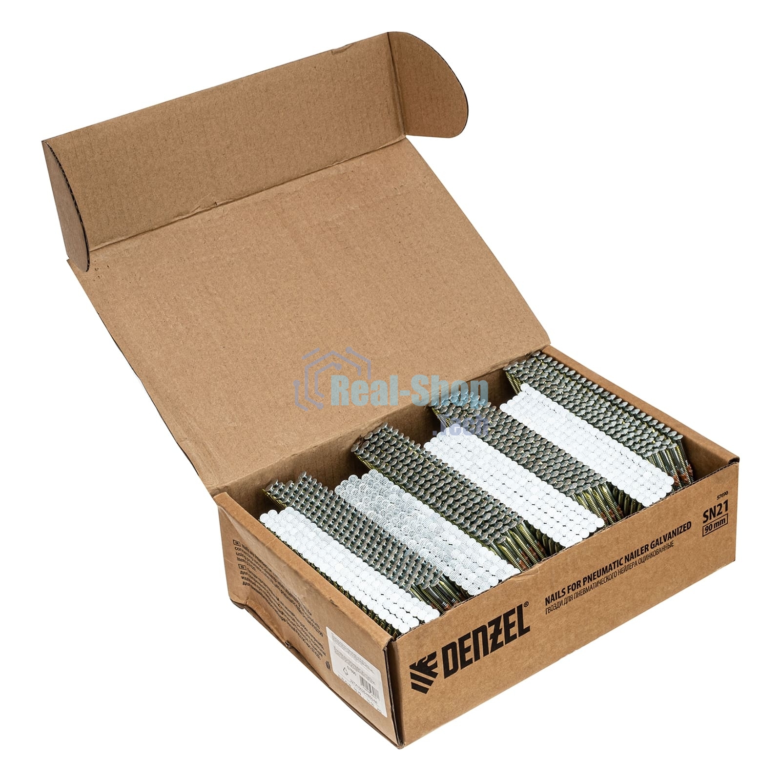 Гвозди Denzel для пнев. нейлера (оцинк.) длина - 90 мм, диам. - 3,05 мм, 2000 шт.