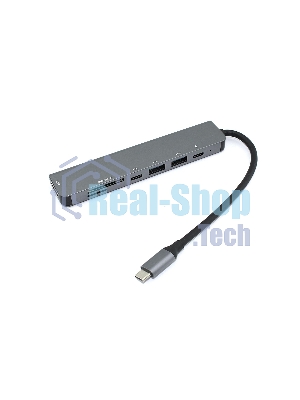 Адаптер Type-C на HDMI, PD+, USB 3.0*2 + SD/TF для MacBook, серебро