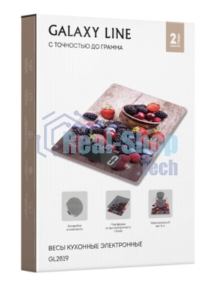 Весы кухонные Galaxy Line GL 2819, стекло, платформа из высокопрочного стекла, максимальный вес 8 кг