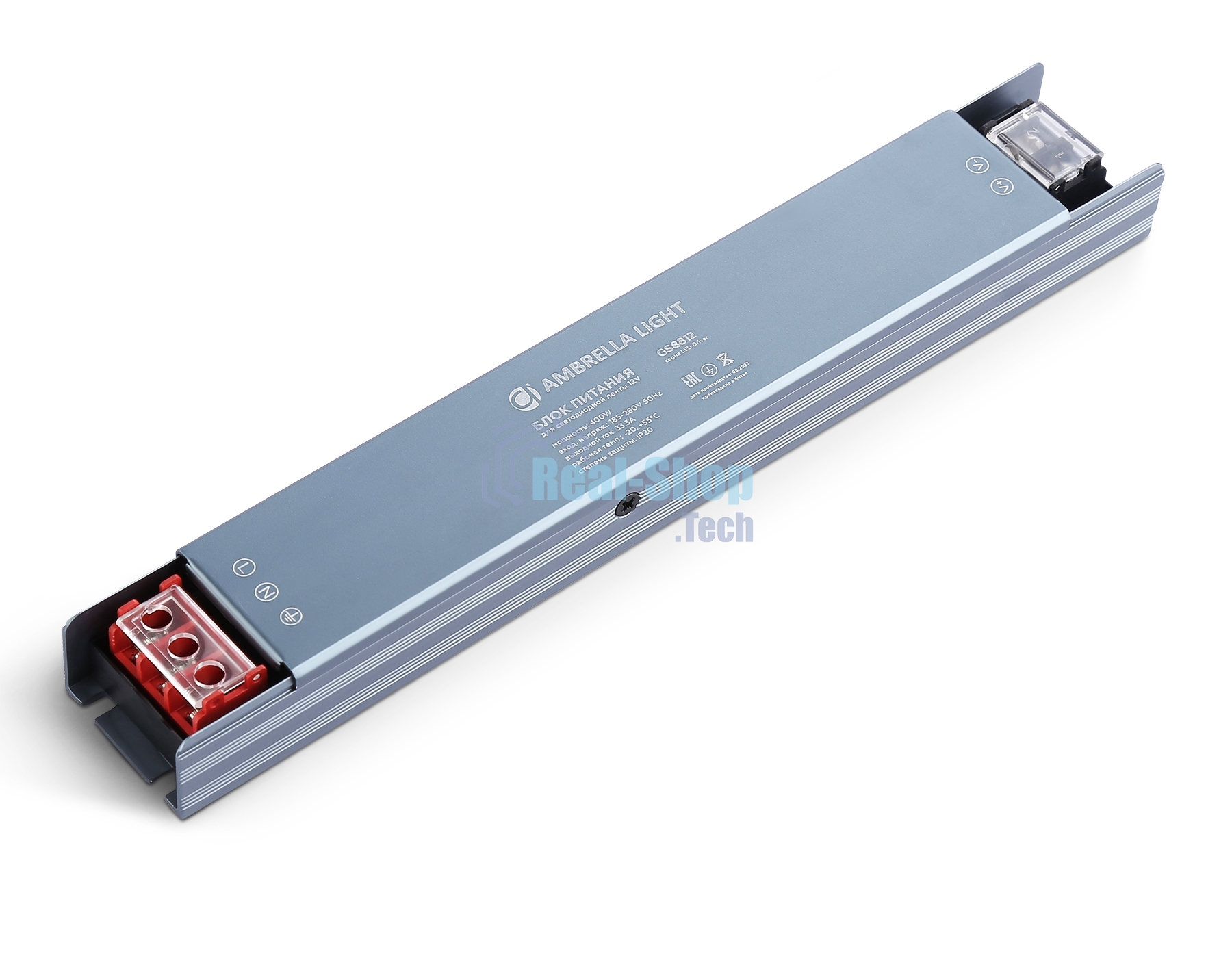 GS8812 блок питания 12V 400W 33.3A IP20 185-260V 235*35*22