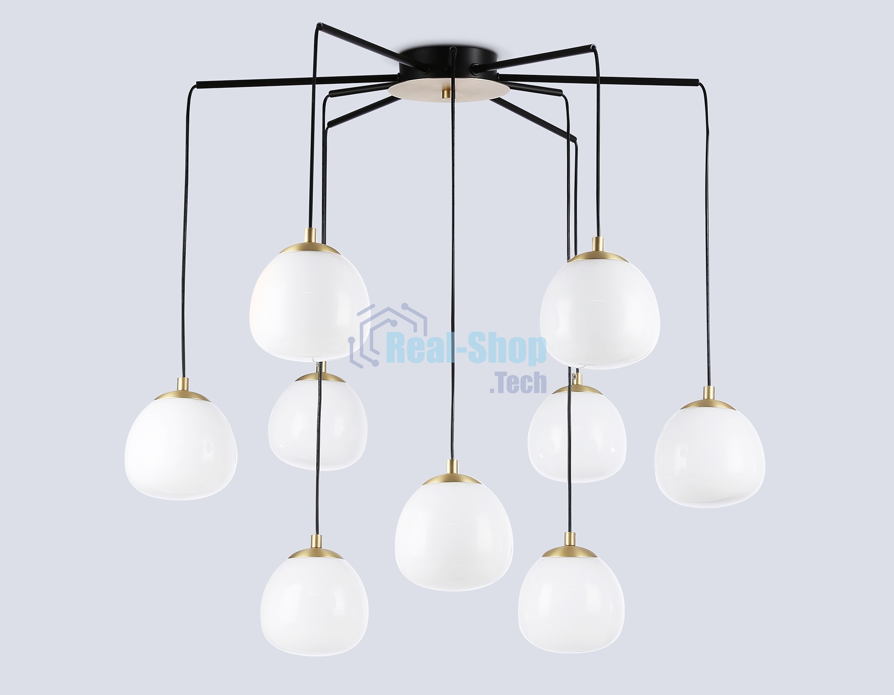 Светильник Ambrella light LH51001/6+3 SGD/BK/FR золотой песок/черный /белый матовый G9*9 max 28W D750*700