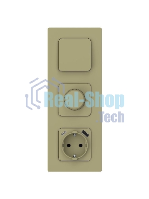 FLITE Розетка с заземлением со шторками 16А с USB A+C 20Вт быстрозажимные клеммы РСЮшс11-1-ФлО оливковый | FI-R14-16-1-U22-020-K26 | IEK
