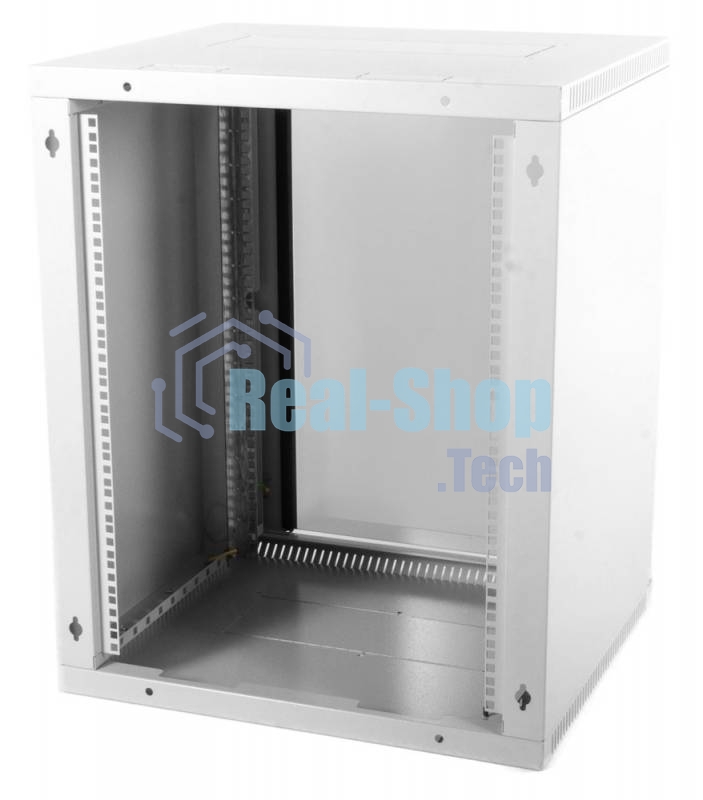 Шкаф телеком. настенный разборный 15U (600х650) дверь стекло, серый RAL 7035