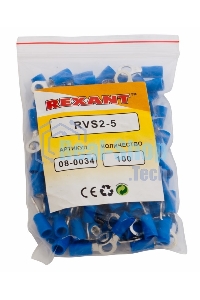 Наконечник кольцевой изолированный Rexant ø 5.3 мм 1.5-2.5 мм² (НКи 2.5-5/НКи2-5) синий