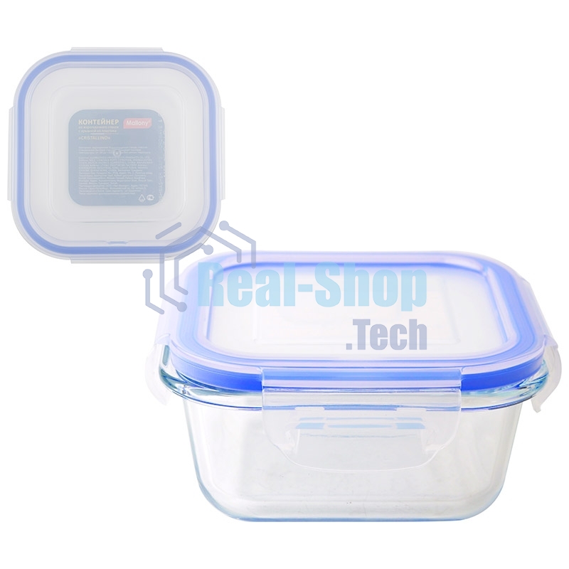 Контейнер из жаропрочного стекла с крышкой из поастика, 0,8 л, CRISTALLINO, tm Mallony