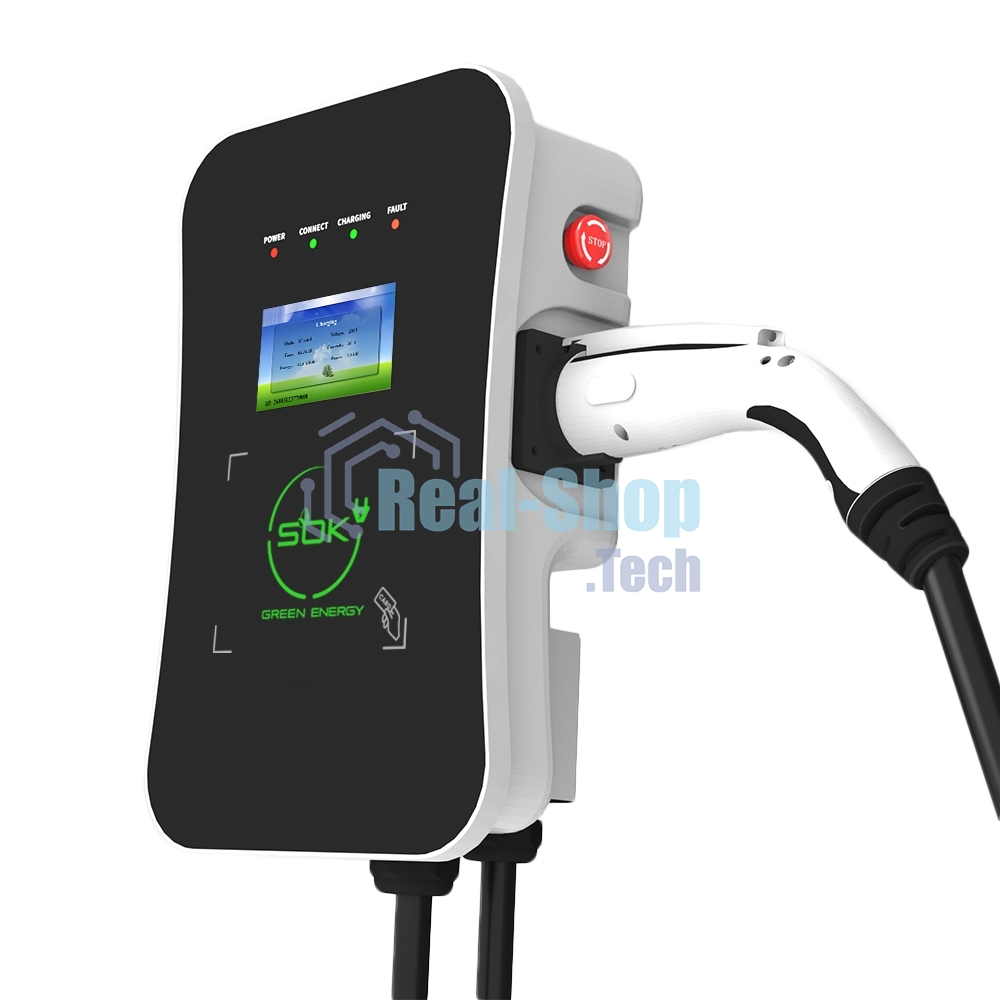 Зарядная станция S'OK Green Energy M3W Series Wallbox EV Charger SM3W10732542-7wf, 1-phase,7kw (32a/220v), ocpp 1.6j, rfid, wifi, lan, ip54, кабель 7.5м