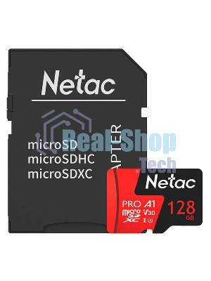 Флеш карта MicroSD card Netac P500 Extreme Pro 128Gb, retail version w/SD adapter