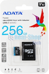 Флеш карта microSD 256Gb ADATA microSDHC Class 10 UHS-I A1 100/25 MB/s (SD адаптер)
