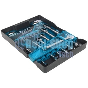 Набор ключей комбинированных Gross 14890 с трещоткой, 8 - 19 мм, 7шт., CrV