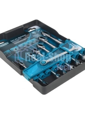 Набор ключей комбинированных Gross 14890 с трещоткой, 8 - 19 мм, 7шт., CrV