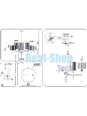Люстра Ambrella light LH72381/6 BS/GR латунь/серый E14*6 max 40W D690*705