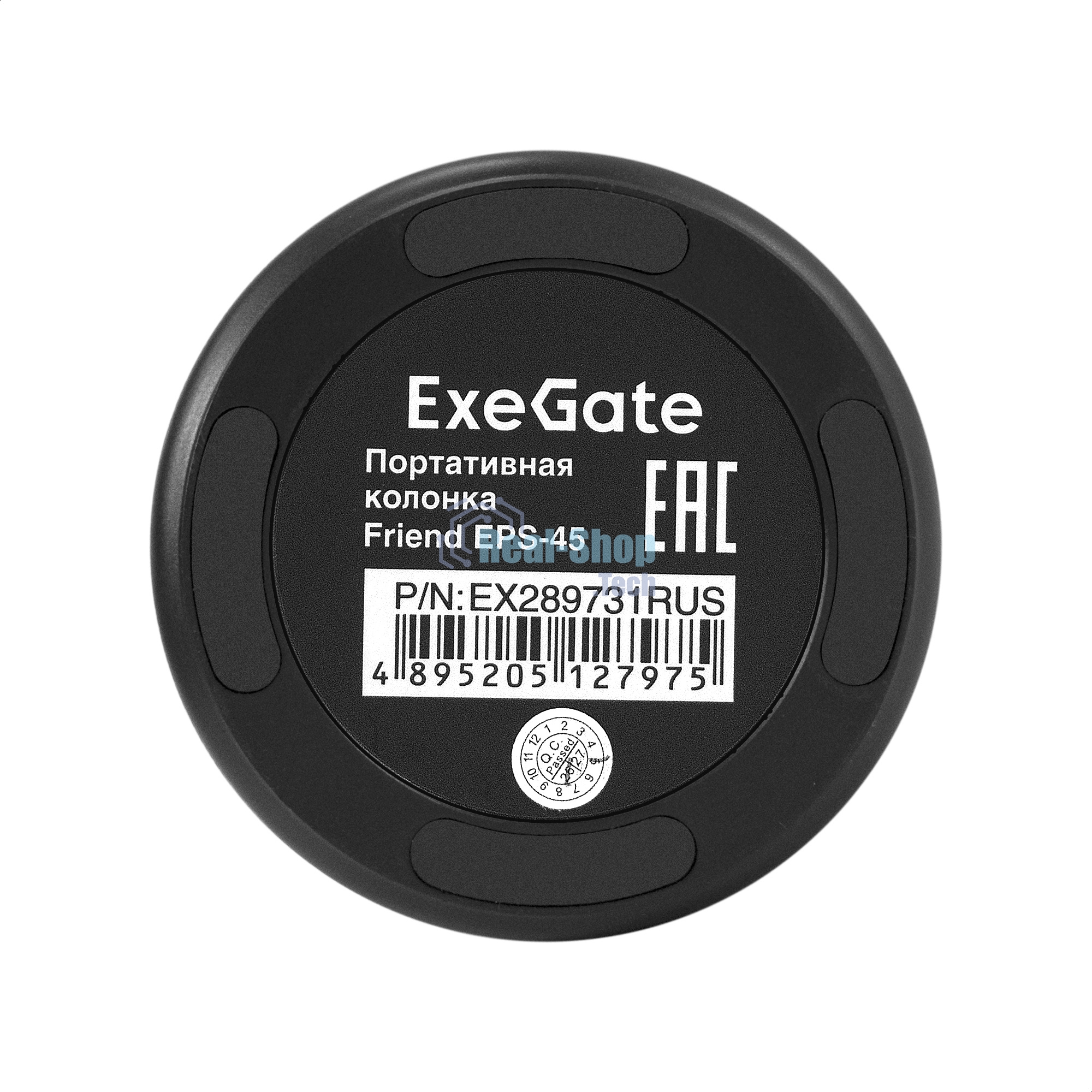 Портативная BT-колонка ExeGate Friend EPS-45 (5Вт, 50-20000Гц, Bluetooth, с поддержкой USB и TF/microSD карт, FM, Li-Ion 500mAh, цвет черный, RGB подсветка, зарядка USB Type-C, Color Box)