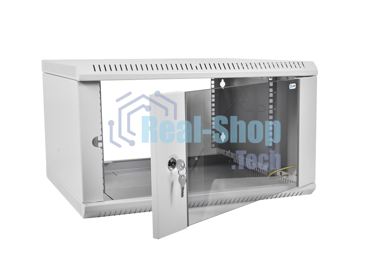 Шкаф телеком. настенный разборный 15U (600х650) дверь стекло, серый RAL 7035