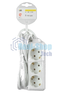 Удлинитель 3х3 м с заземл. 16А IP20 У03 2P+PE ИЭК WYP10-16-03-03-Z-N