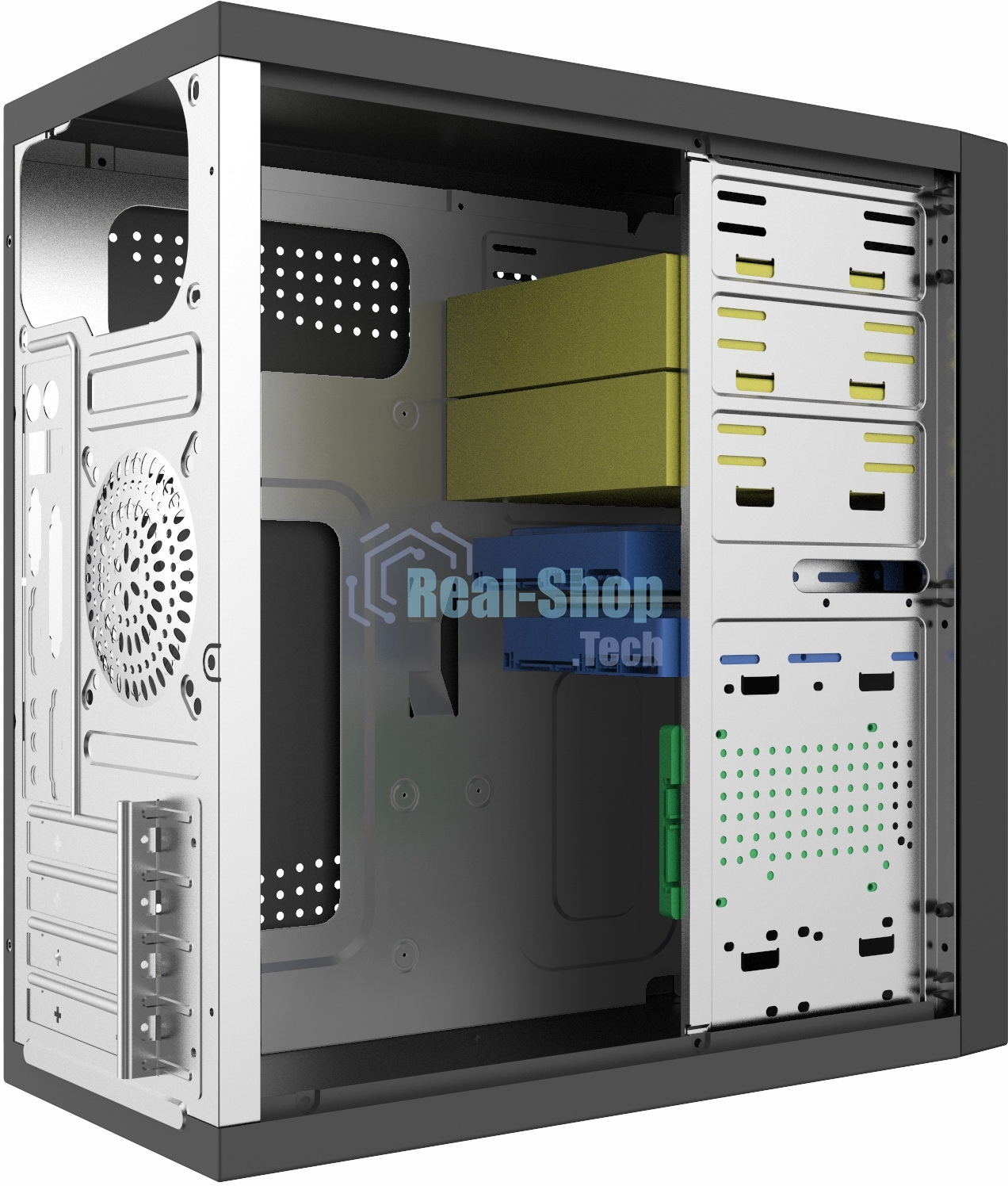 Компьютерный корпус с блоком питания 450Вт. Сase Forza mATX, 450W, 2xUSB 3.0, Black, w/o FAN, 12 см fan PSU, power cord