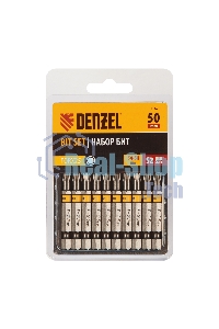 Набор бит Denzel TORX 25х50, сталь S2, шестигранный профиль, 10 шт.