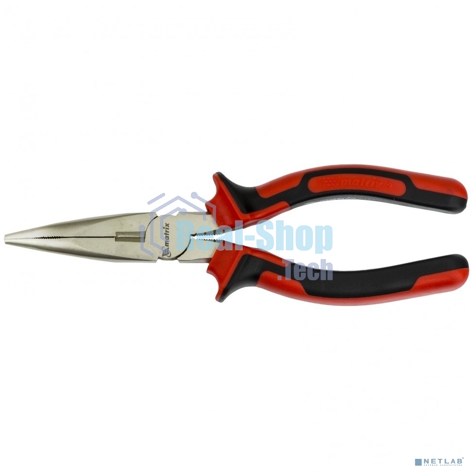 Длинногубцы Matrix NICKEL, 180 мм, изогнутые никелированные, двухкомпонентные рукоятки