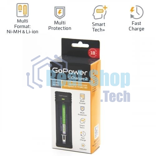 З/У для аккумуляторов GoPower LiCharger 4 Ni-MH/Ni-Cd/Li-ion/IMR 2 слота (1/100)