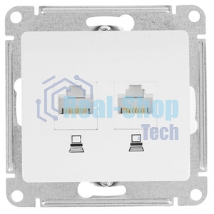 Механизм розетки комп. 2-м Glossa RJ45+RJ45 кат. 5е белый SchE GSL000185KK