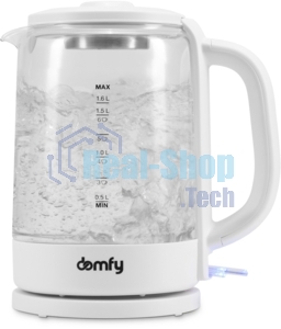Чайник электрический Domfy DSW-EK304 1.7л. 2200Вт белый (корпус: стекло)