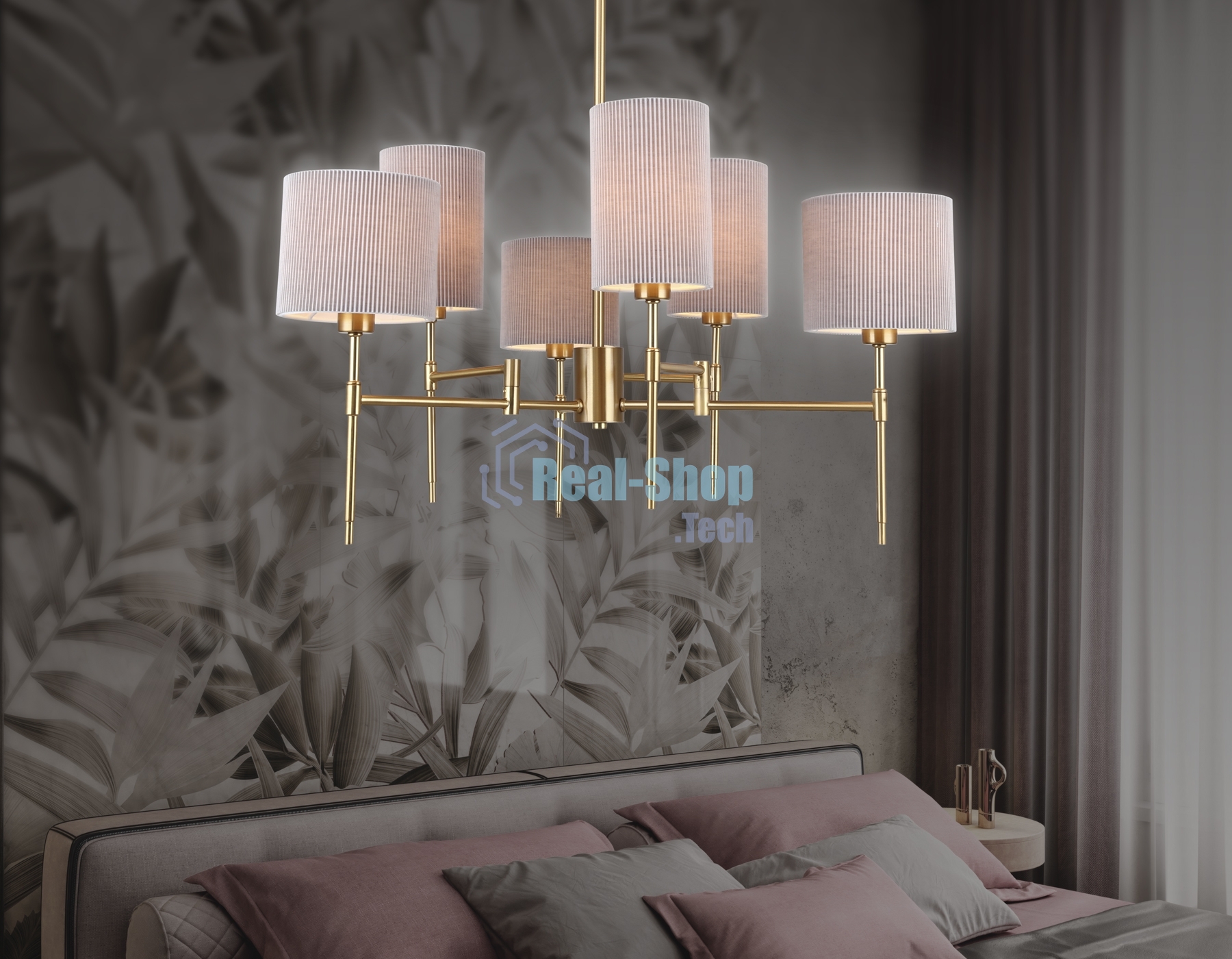 Люстра Ambrella light LH72381/6 BS/GR латунь/серый E14*6 max 40W D690*705