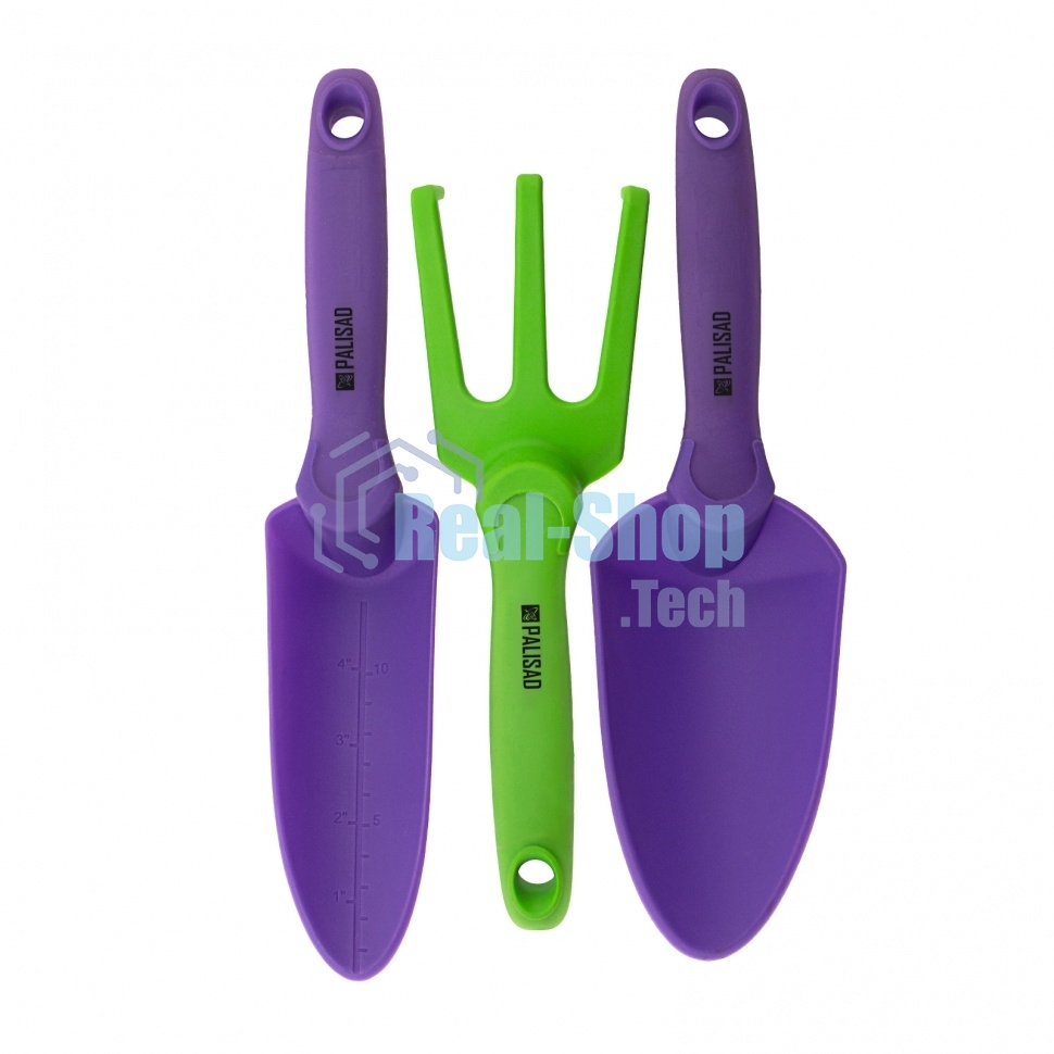 Набор садового инструмента, пластиковый, гелевые рукоятки, 3 предмета, NYLON SOFT Palisad
