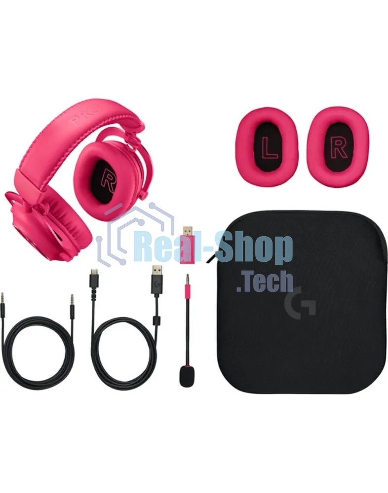 Гарнитура беспроводная/проводная игровая Logitech G Pro X 2 Wireless, розовый 981-001275
