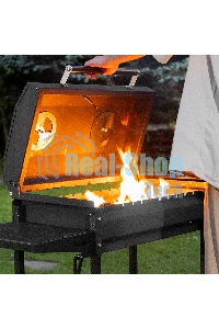 Мангал на колесах с крышкой-барбекю, 662х390х920, сталь 2 мм, термометр, кочерга, Camping Palisad