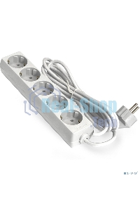 Удлинитель ExeGate ECE-5-5W (EX285827RUS), белый, 5 м, евровилка с заземлением, 5 евророзеток с заземлением, 2200 Вт