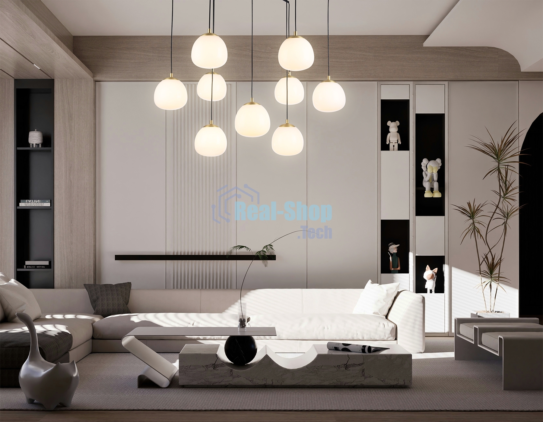 Светильник Ambrella light LH51001/6+3 SGD/BK/FR золотой песок/черный /белый матовый G9*9 max 28W D750*700