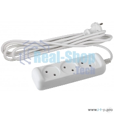 Удлинитель ЭРА 3 гнезда 1,5 м б/з 10А U-3-1,5m ПВС