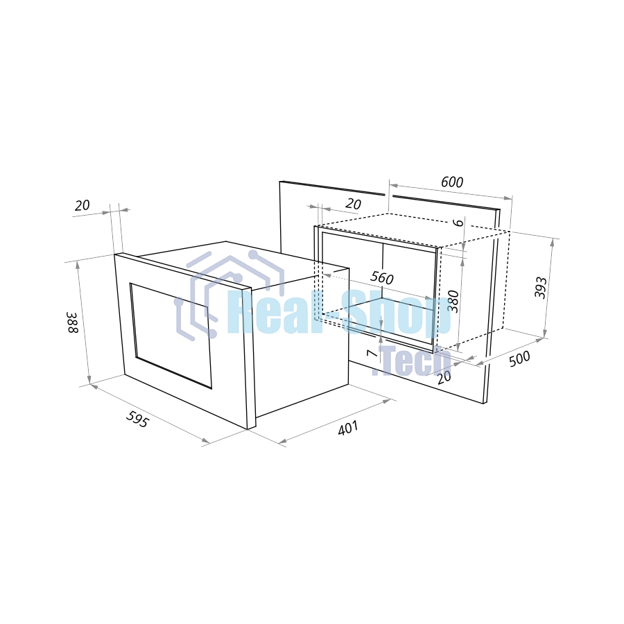 Микроволновая печь встраиваемая Maunfeld MBMO.25.7GW белый, 25 л, 900 Вт, переключатели - сенсор