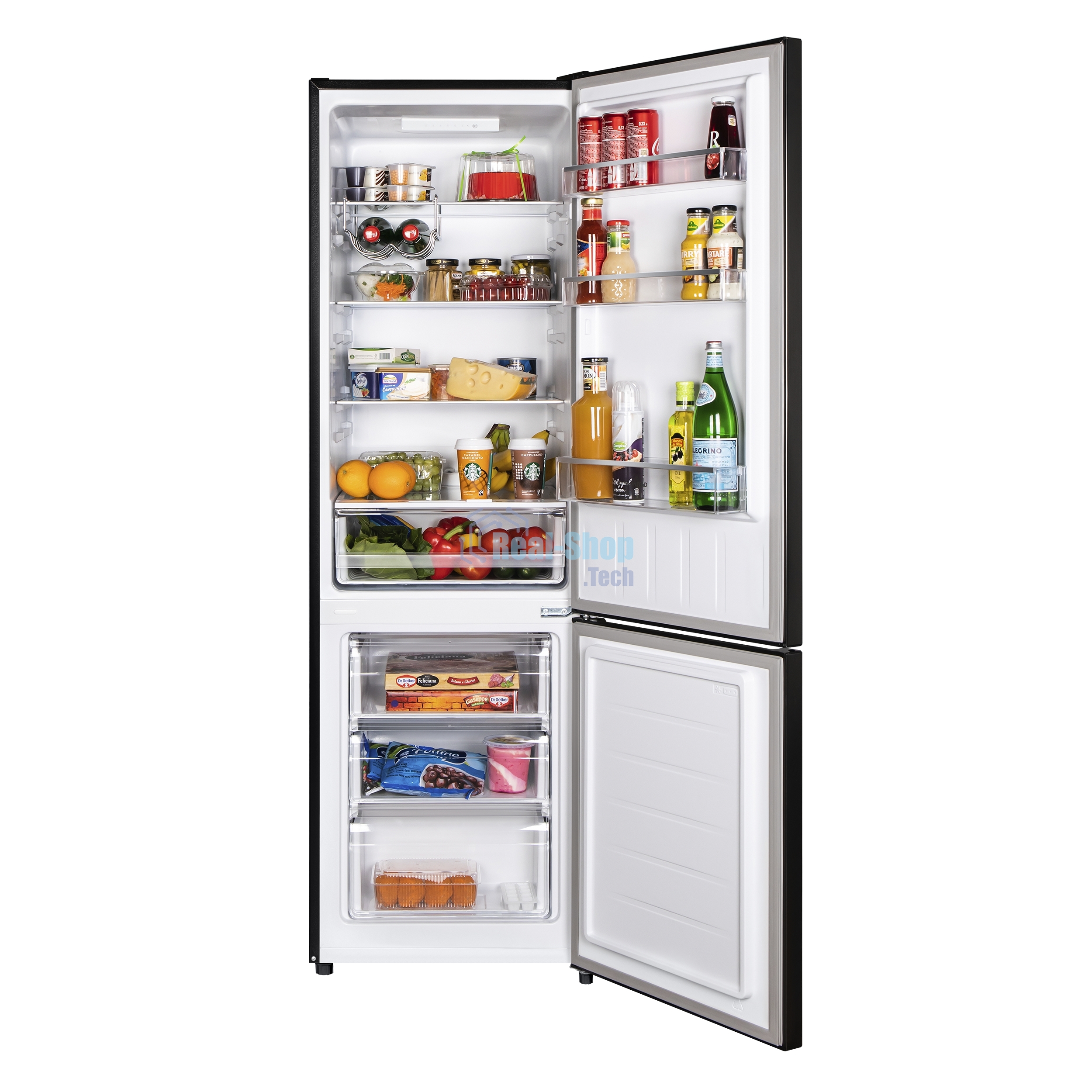 Холодильник Maunfeld MFF176SFSB черный двухкамерный 188/75л морозилка снизу, ручная разморозка