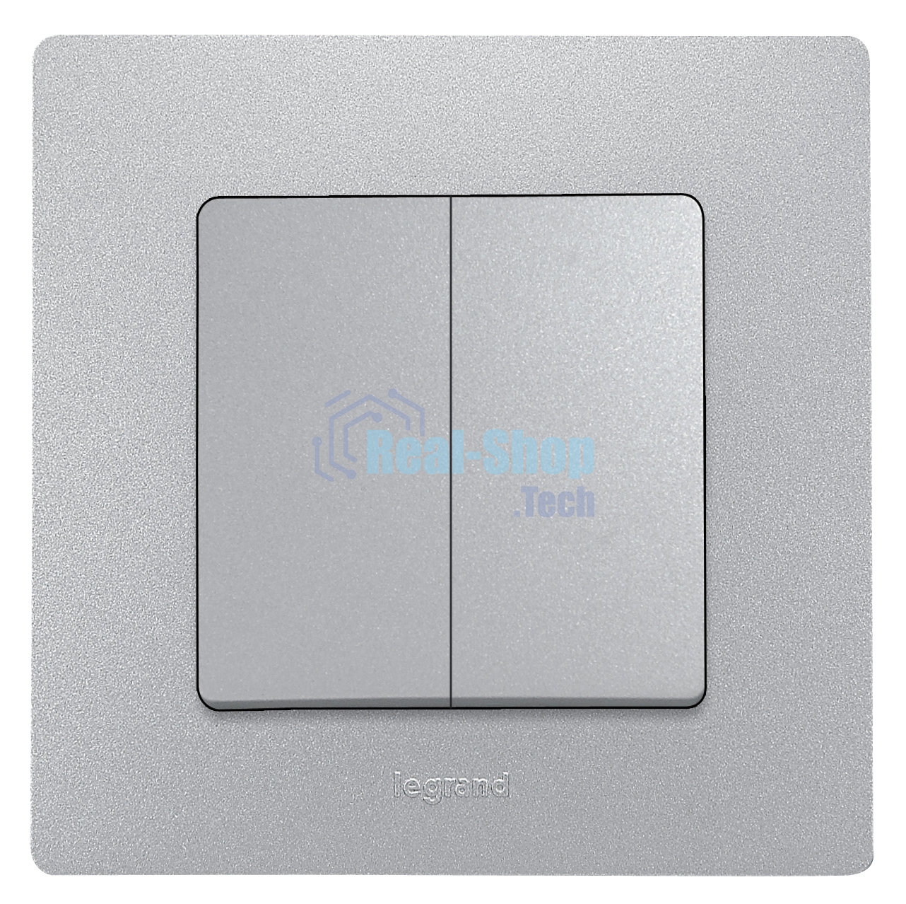 Переключатель 2-клавишный, 10AX, алюминий ETIKA 