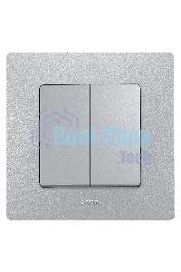 Переключатель 2-клавишный, 10AX, алюминий ETIKA 