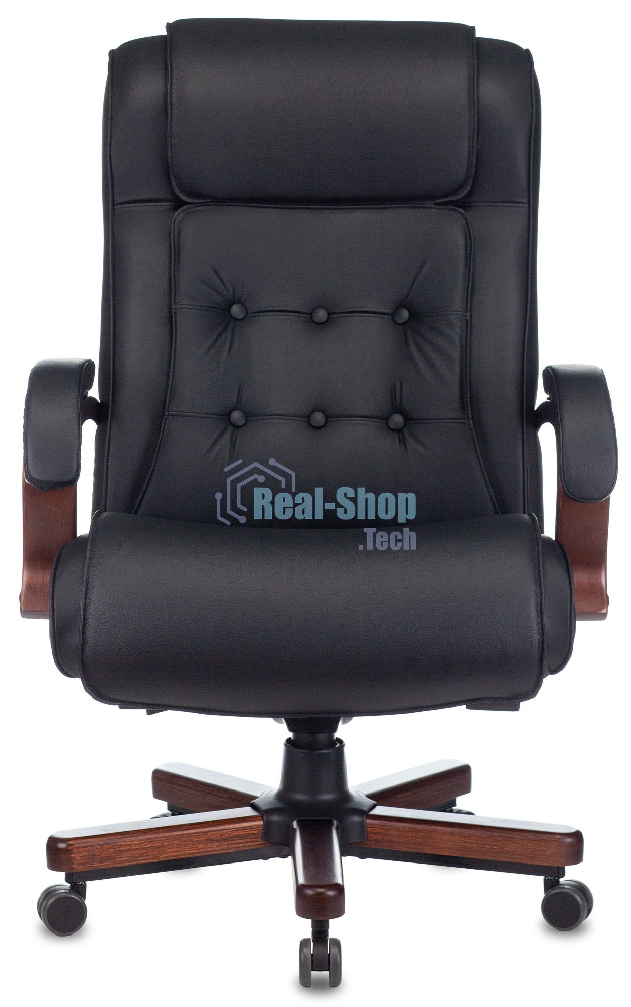 Кресло руководителя Бюрократ T-9926WALNUT черный, кожа, крестовина металл/дерево