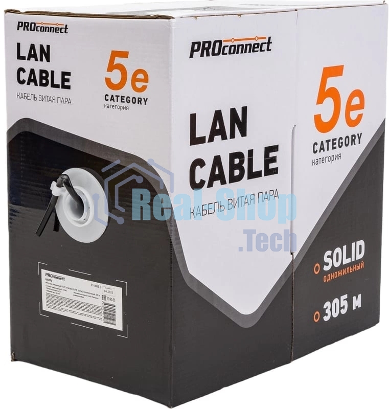 Кабель информационный PROconnect 01-0045-3 cat.5e UTP 4 пары 24AWG PE внешний 305м черный