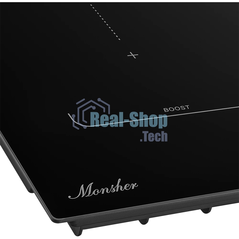 Индукционная варочная панель MONSHER MHI 6016, индукция, инвертер, 60 см, 9 уровней мощности, бустер, Stop and Go, автоматическое отключение, таймер, индикатор остаточного тепла, сенсорное/слайдерное управление, черный