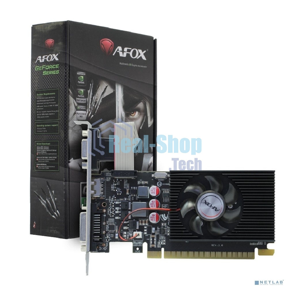 Видеокарта AFOX Geforce GT730 1Gb DDR3 128Bit DVI HDMI VGA LP Single Fan