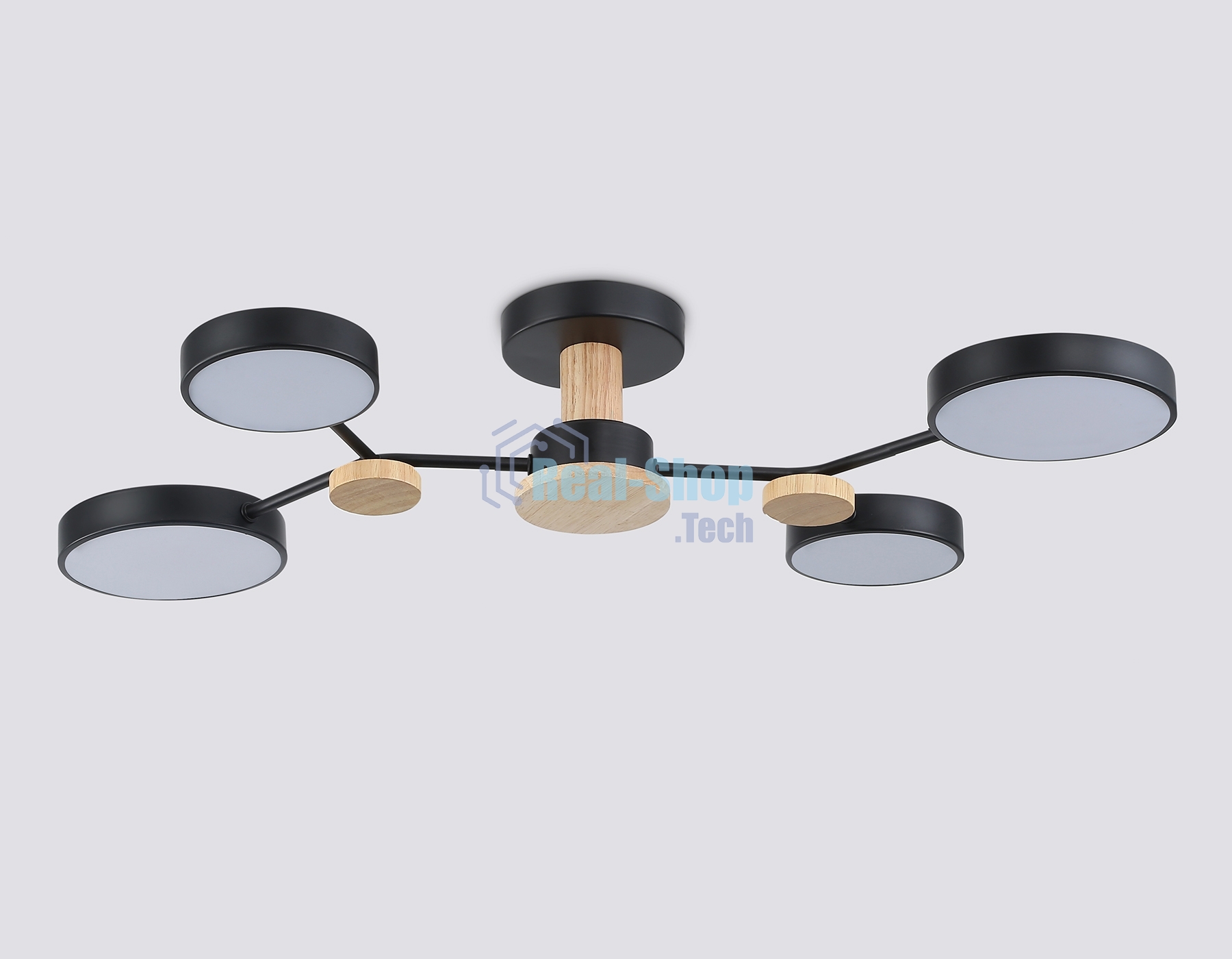 Светильник Ambrella light FL4860/4 BK/WD черный/дерево 60W 3000-6000K 700*400*120 (без ПДУ)