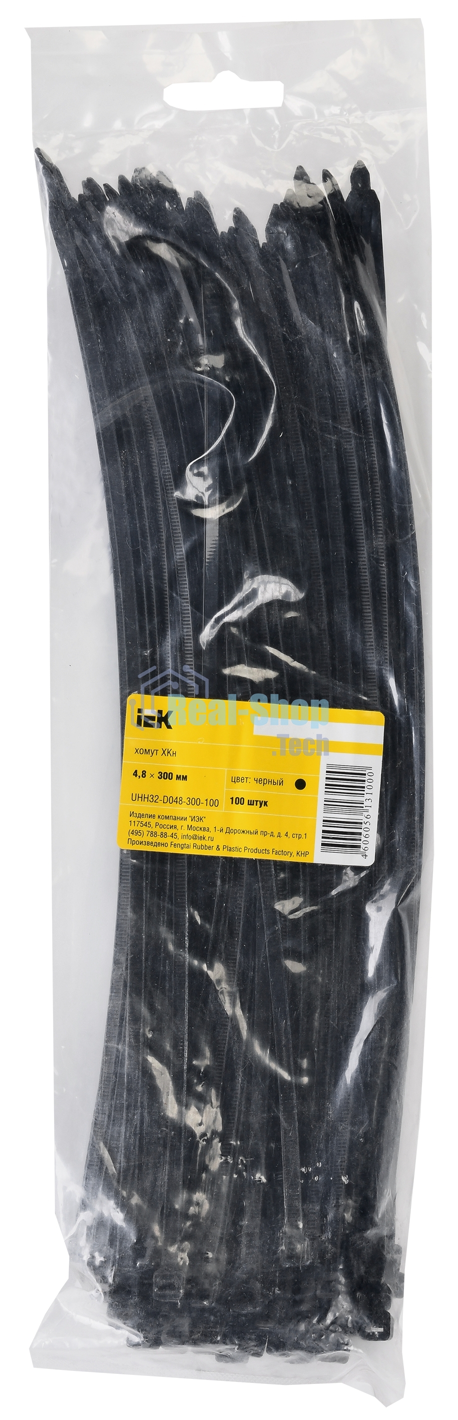 Хомут кабельный 4.8х300 нейл. черный (уп. 100 шт) IEK UHH32-D048-300-100