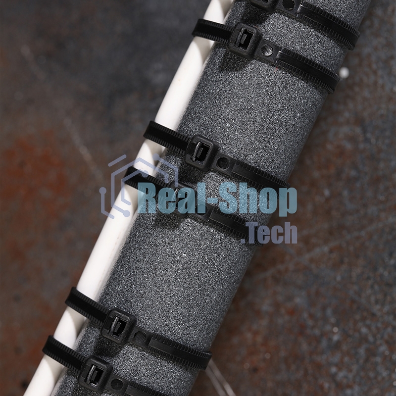 Хомут-стяжкa нейлоновая с тройным замком Rexant 250x4,8 мм, черная, упаковка 100 шт.