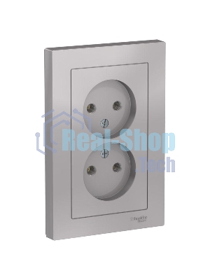 Розетка 2-м ATLAS DESIGN без заземл. 16А в сборе алюм. SchE ATN000320
