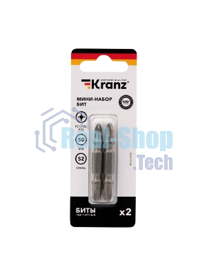 Мини-набор бит Kranz PZ2xPZ2, PZ1xPZ3-50 мм (2 шт./уп.)