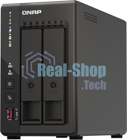 SMB QNAP TS-253E-8G NAS, 2-tray w/o HDD. 2xHDMI-port. 4-core Celeron J6412 2-2.6 GHz, 8Gb DDR, 2x2.5Gb LAN, 2 x M.2 2280 PCIe Gen 3 x2, 2x USB 3.2 Gen 2 (10Gbps) Port, 2x USB 2.0 port