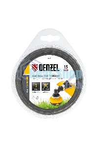 Леска для триммера Denzel Extra cord двухкомпонентная, квадрат 3,0 мм 15 м