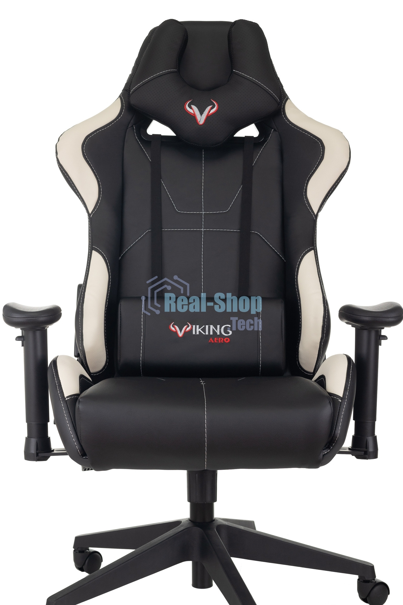 Кресло игровое Бюрократ VIKING 5 AERO WHITE черный/белый искусственная кожа