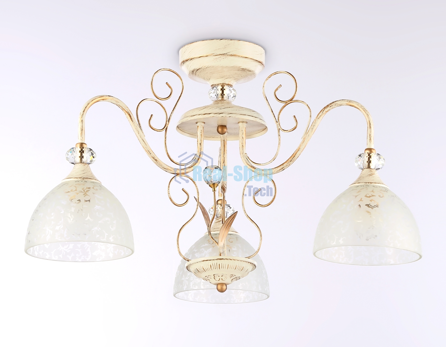 Светильник Ambrella light TR3055/3 BG/GD/FR бежевый/золото/белый матовый E27/3 max 40W D600*380