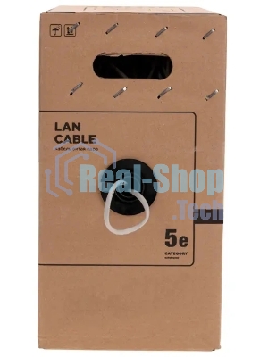 Кабель витая пара Rexant U/UTP, cat.5e, PVC нг(А)-LS, 4х2х0,52мм, 4PR, 24AWG, INDOOR, SOLID, серый, 305м