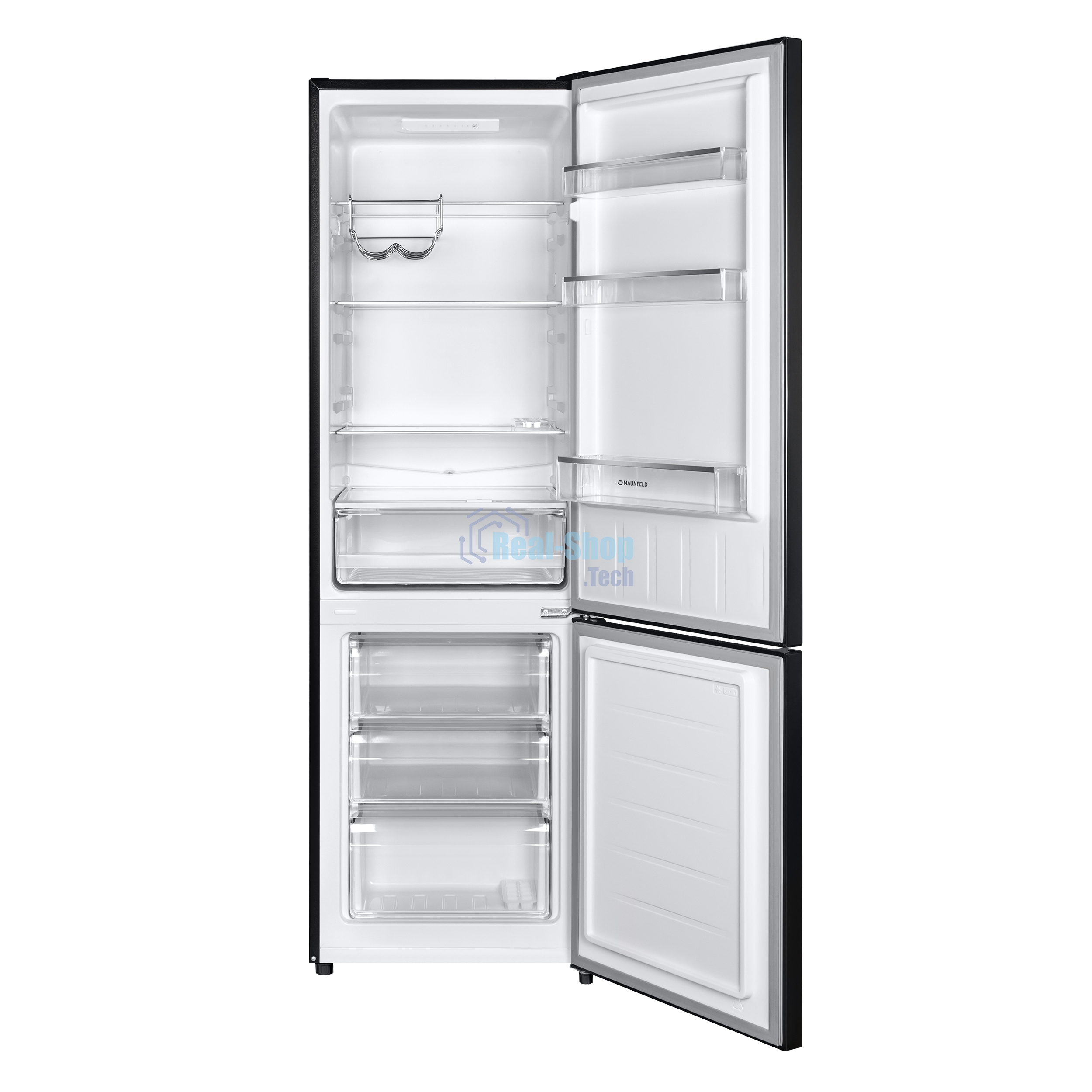 Холодильник Maunfeld MFF176SFSB черный двухкамерный 188/75л морозилка снизу, ручная разморозка